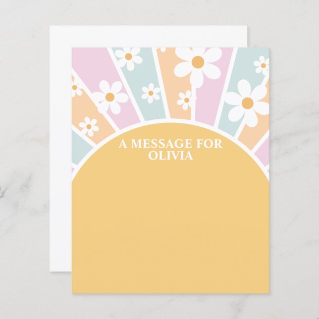 Retro Sunshine First Birthday Time Capsule Message (Fram/baksida)