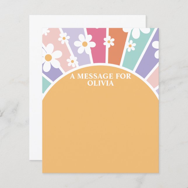 Retro Sunshine First Birthday Time Capsule Message (Fram/baksida)