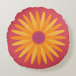 Retro Sunshine Flower Pillow Rund Kudde