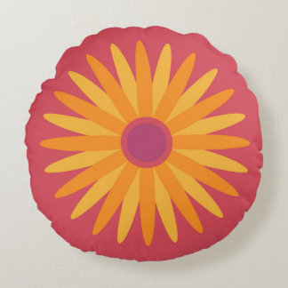Retro Sunshine Flower Pillow Rund Kudde