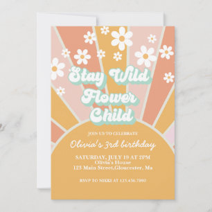 Retro Sunshine Keep Vild Flower Child boho blommig Inbjudningar