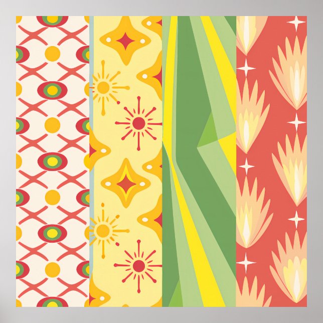 Retro Sunshine Patterns – Bold Colorful  Poster (Framsidan)