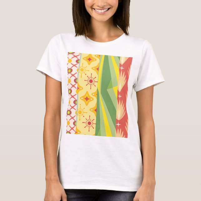 Retro Sunshine Patterns – Bold Colorful  T Shirt (Framsida)
