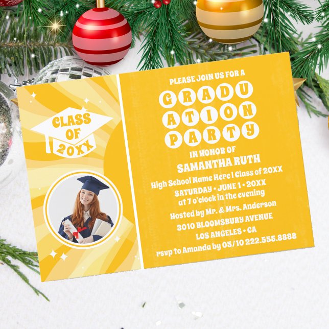 Retro Sunshine Photo Studentfest-inbjudan Inbjudningar (Skapare uppladdad)