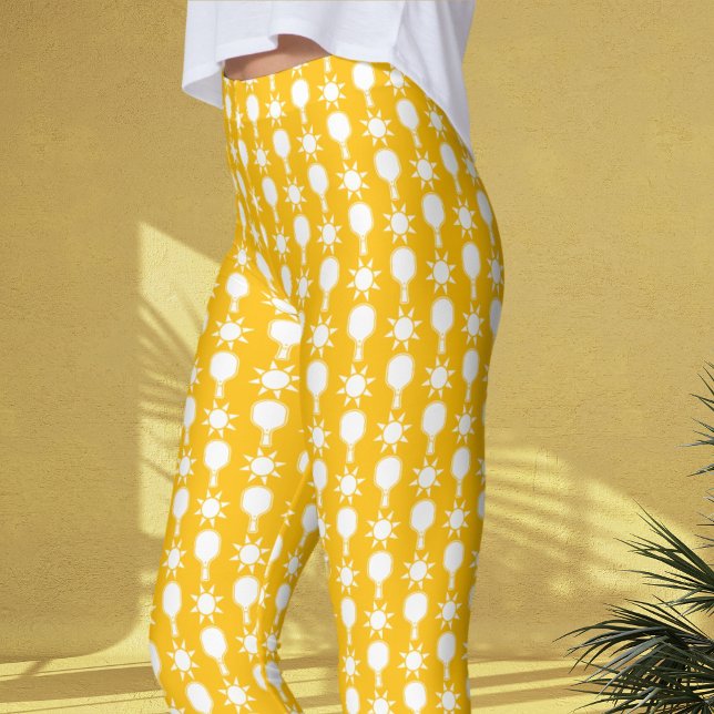 Retro Sunshine Pickleball Bröllopsfest Leggings (Leggings
)