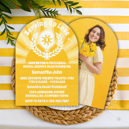 Retro Sunshine Pickleball Möhippa Photo Arch Inbjudningar