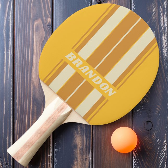 Retro Sunshine Senap Board Stripes med namn Pingisracket (Skapare uppladdad)