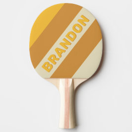 Retro Sunshine Senap Bold Ränder med Namn Pingisracket