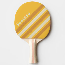 Retro Sunshine Senap Vinklad Rand med Namn Pingisracket