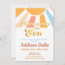 Retro Sunshine Sol Thworthy Boy Shower Inbjudningar