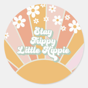 Retro Sunshine Stanna Trippy Little Hippie blommig Runt Klistermärke