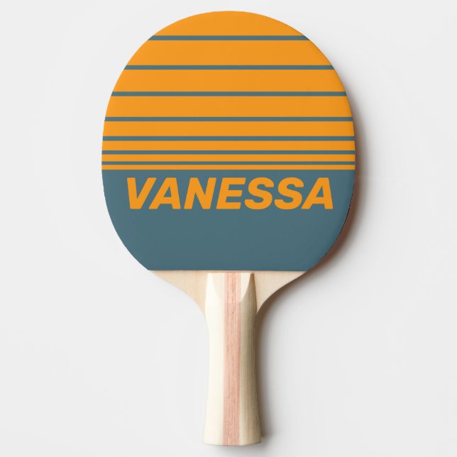 Retro Sunshine Tre Horisontella Ränder med Namn Pingisracket (Framsidan)