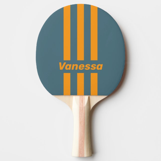 Retro Sunshine Tre Randiga med Namn Pingisracket (Framsidan)