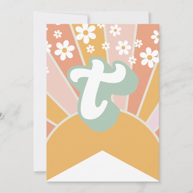 Retro Sunshine tusenskönor boho blommig banderoll  Inbjudningar (Framsida)