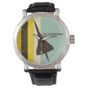 Retro Super Sonic Transport Flygplan Armbandsur