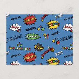 Retro Superassistance Kids Mönster Vykort