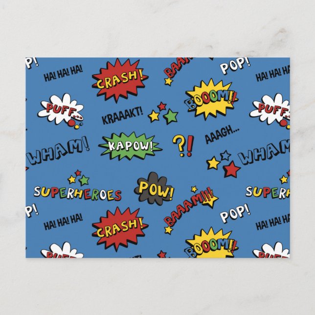 Retro Superassistance Kids Mönster Vykort (Framsida)