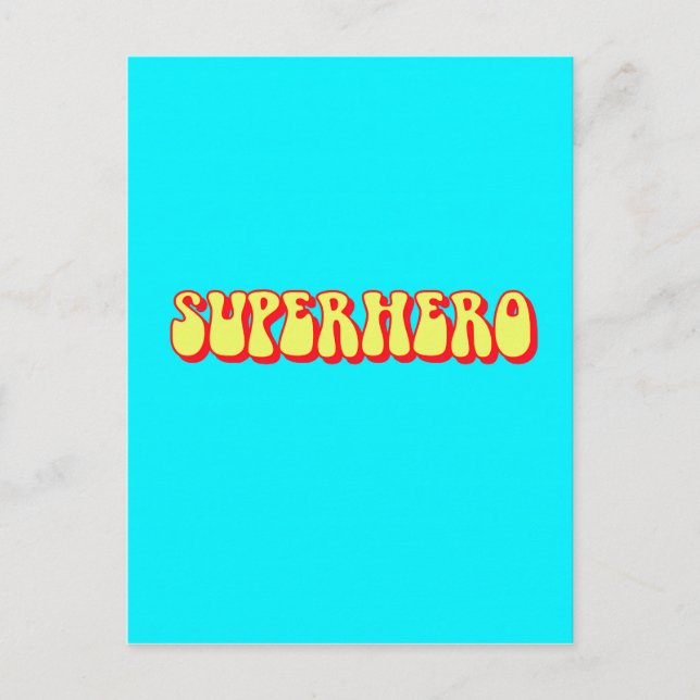 Retro Superhjälte Vykort (Framsida)