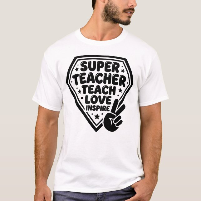 Retro Superlärare Fredstecken T-Shirt (Framsida)