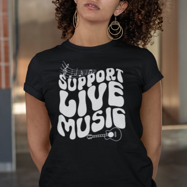 Retro Support Live Music Groovy T Shirt (Skapare uppladdad)