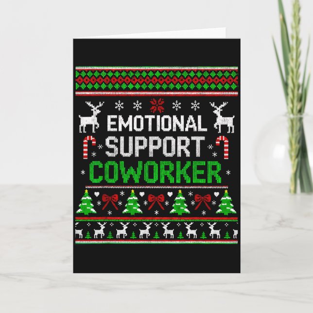Retro Suprt Coworker Ugly Christmas Saying Quote  Kort (Framsida)