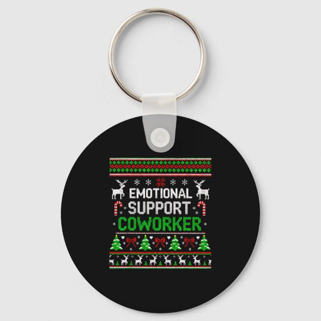 Retro Suprt Coworker Ugly Christmas Saying Quote  Nyckelring (Framsida)