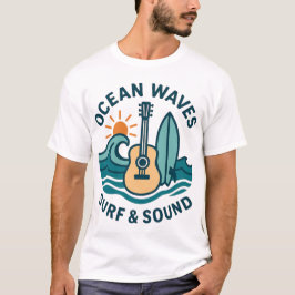 Retro Surf Guitar Illustration T Shirt