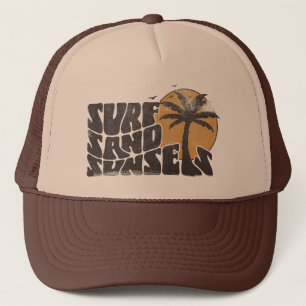 Retro Surf Sand Sunsets Palm Tree Beach Vibes Keps