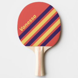 Retro Surf Solnedgång Diagonal Randig med Namn Pingisracket