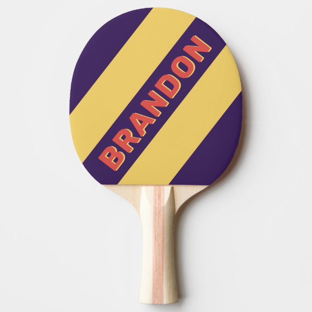 Retro Surf Solnedgång Djärva Ränder med Namn Pingisracket (Framsidan)