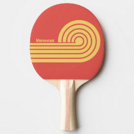 Retro Surf Solnedgång Dubbel Curl Ränder med Namn Pingisracket