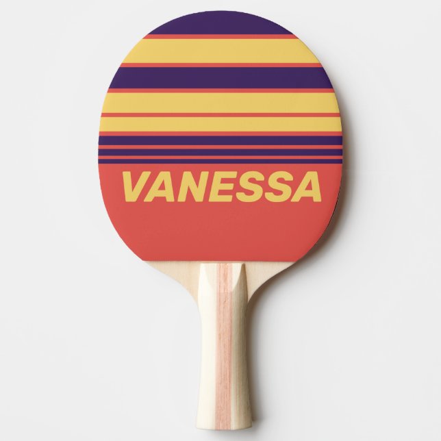 Retro Surf Solnedgång Horisont Randmönster med nam Pingisracket (Framsidan)