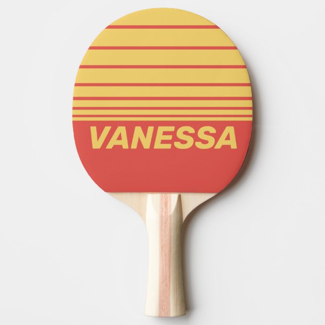 Retro Surf Solnedgång Tre Horisont Striping med Na Pingisracket (Framsidan)