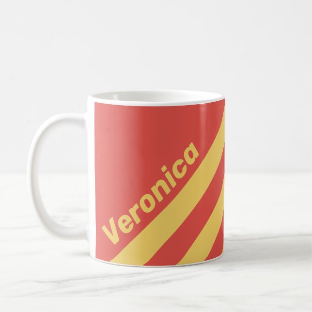 Retro Surf Solnedgång Tre Ränder med Namn Kaffemugg (Vänster)