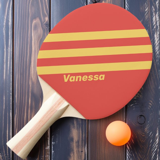 Retro Surf Solnedgång Tre Ränder med Namn Pingisracket (Skapare uppladdad)