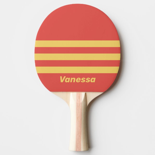Retro Surf Solnedgång Tre Tvärgående Ränder med Na Pingisracket (Framsidan)
