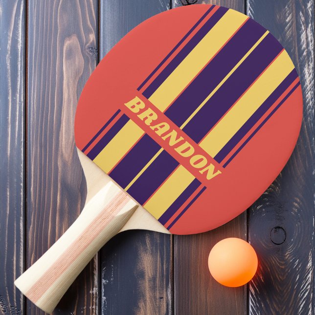 Retro Surf Solnedgångsbräda Ränder med Namn Pingisracket (Skapare uppladdad)
