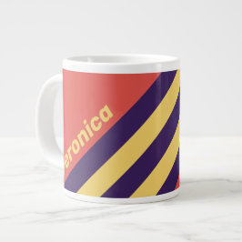 Retro Surf Solnedgångsrandiga med namn Jumbo Mugg
