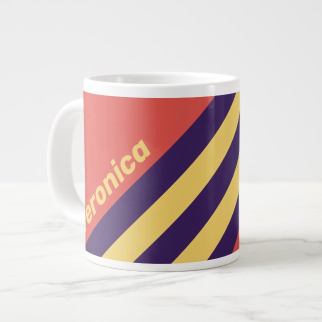 Retro Surf Solnedgångsrandiga med namn Jumbo Mugg (Framsida vänster)