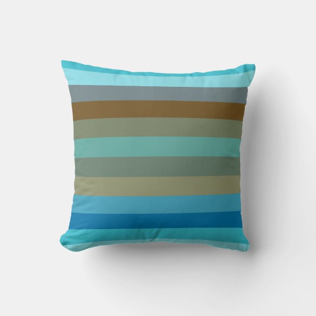Retro Surf Stripe 1970s Beach Rainbow   Kudde (Framsida)