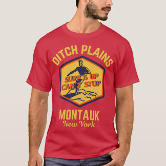 Retro Surfa Ditch Plains Montauk New York Guld Tex T Shirt