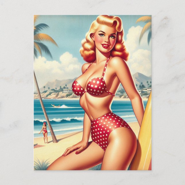 Retro-Surfa Pin Up Vykort (Framsida)