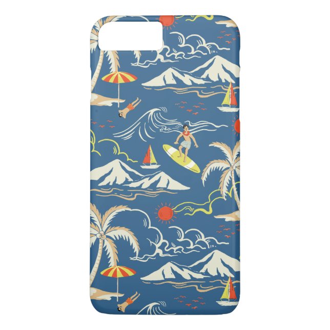 Retro Surfa Tropical Mönster Case-Mate iPhone Skal (Baksida)