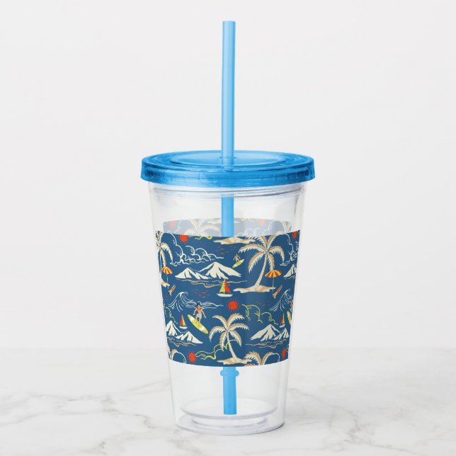 Retro Surfa Tropical Mönster Take Away Mugg (Framsida)