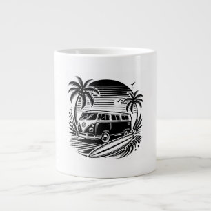 Retro Surfa Van & Handflatan Träd Design Specialty Jumbo Mugg