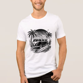 Retro Surfa Van & Handflatan Träd Design Tri-Blend T Shirt