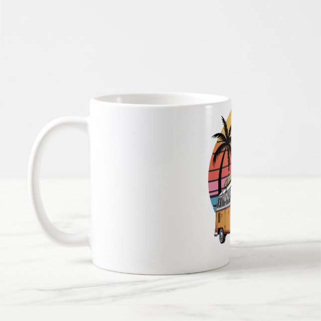 Retro Surfa Van Sunset Vibes Kaffemugg (Vänster)
