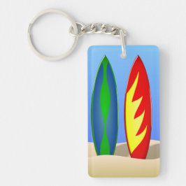 Retro surfare för surfingbrädastrand nyckelring