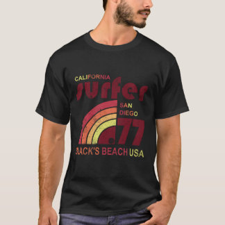 Retro surfasvartstrand Kalifornien T-shirt