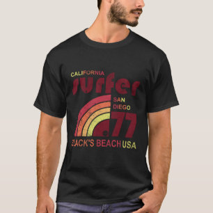 Retro surfasvartstrand Kalifornien Tee